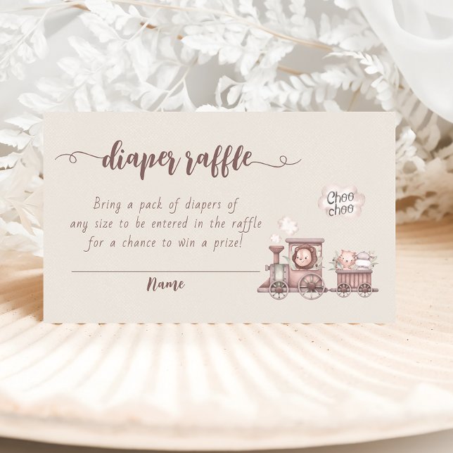 Tarjeta De Recepción Safari Animales entrenan Baby Shower Diaper Raffle (Subido por el creador)