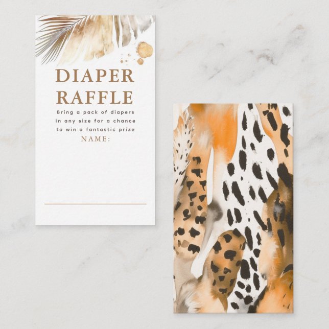 Tarjeta De Recepción Safari Animales Fur Imprime Entradas De Raffle Dia (Anverso / Reverso)