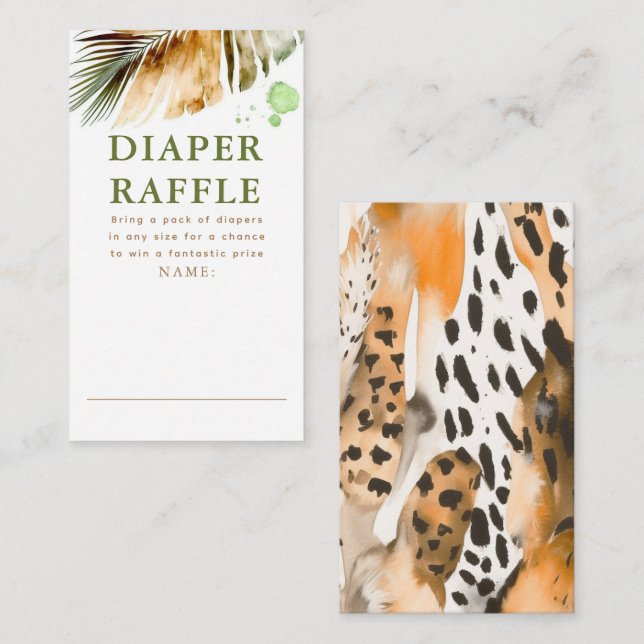 Tarjeta De Recepción Safari Animales Fur Imprime Entradas De Raffle Dia (Anverso / Reverso)