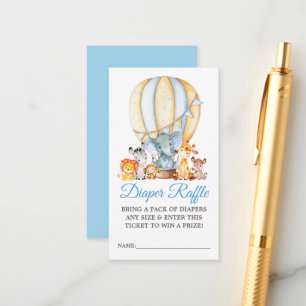 Tarjeta De Recepción Safari Animales Globos Azules Ducha Diaper Raffle