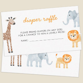 Tarjeta De Recepción Safari Animals Baby Shower Diaper Raffle