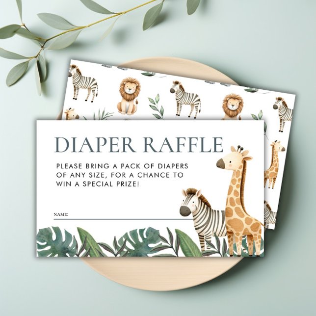 Tarjeta De Recepción Safari Animals Baby Shower Diaper Raffle (Safari Animals Baby Shower Diaper Raffle Enclosure Card)