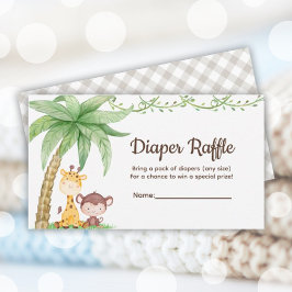 Tarjeta De Recepción Safari Animals Baby Shower Diaper Raffle