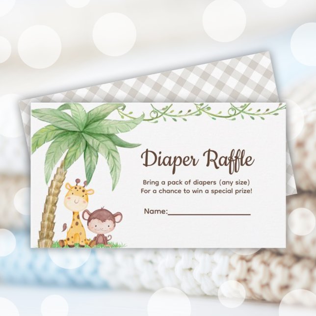 Tarjeta De Recepción Safari Animals Baby Shower Diaper Raffle (Safari Animals Baby Shower Diaper Raffle Enclosure Card)