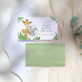 Tarjeta De Recepción Safari Animals Baby Shower Diaper Raffle