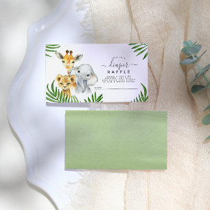 Tarjeta De Recepción Safari Animals Baby Shower Diaper Raffle