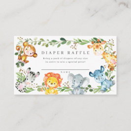 Tarjeta De Recepción Safari Animals Baby Shower Diaper Raffle Ticket