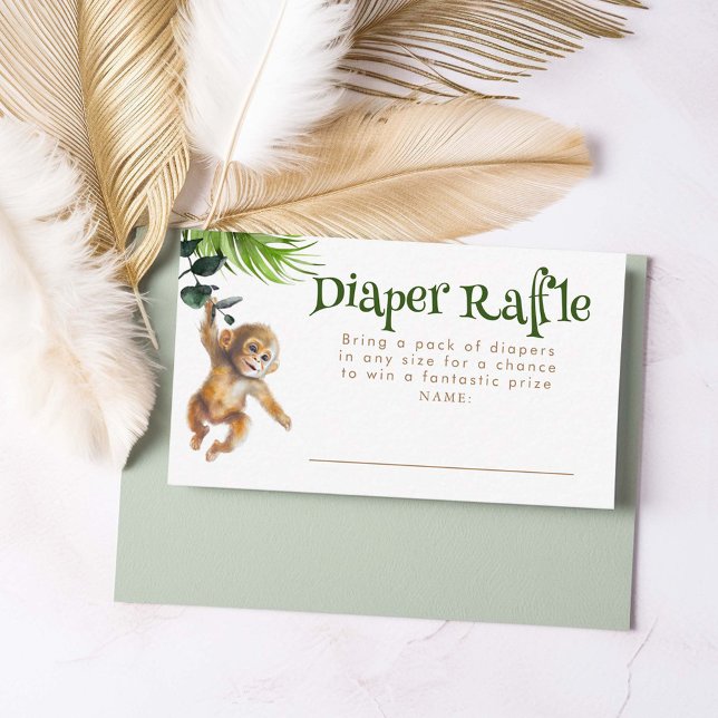 Tarjeta De Recepción Safari Animals Boho Diaper Raffle Entradas (Diaper Raffle Little Monkey Tickets)