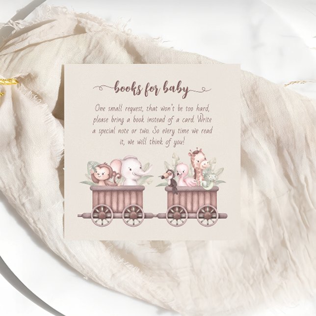 Tarjeta De Recepción Safari Animals Entrenan en Baby Shower Book (Subido por el creador)