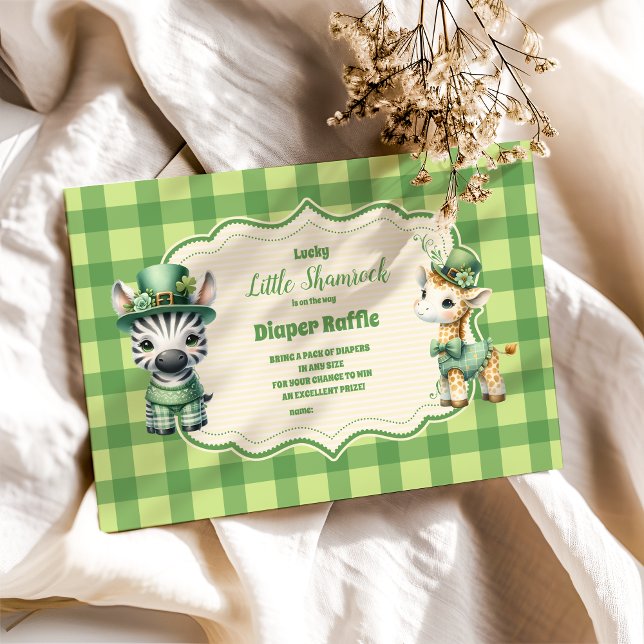 Tarjeta De Recepción Safari Animlas Lucky Little Shamr Diapper Raffle (Subido por el creador)