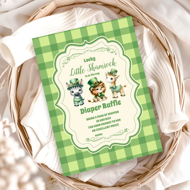 Tarjeta De Recepción Safari Animlas Lucky Little Shamrock Diapper Raffl (Subido por el creador)