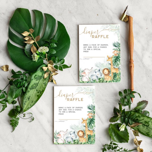 Tarjeta De Recepción Safari Baby Animals Baby Shower Diaper Raffle (Subido por el creador)