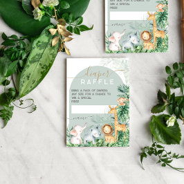 Tarjeta De Recepción Safari Baby Animals Baby Shower Diaper Raffle