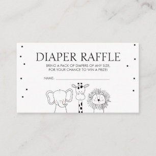 Tarjeta De Recepción Safari Baby Shower Diaper Raffle Card Jungle Zoo