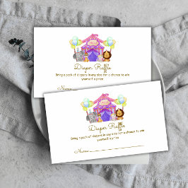 Tarjeta De Recepción Safari Circus Balloon Diaper Raffe Baby Shower