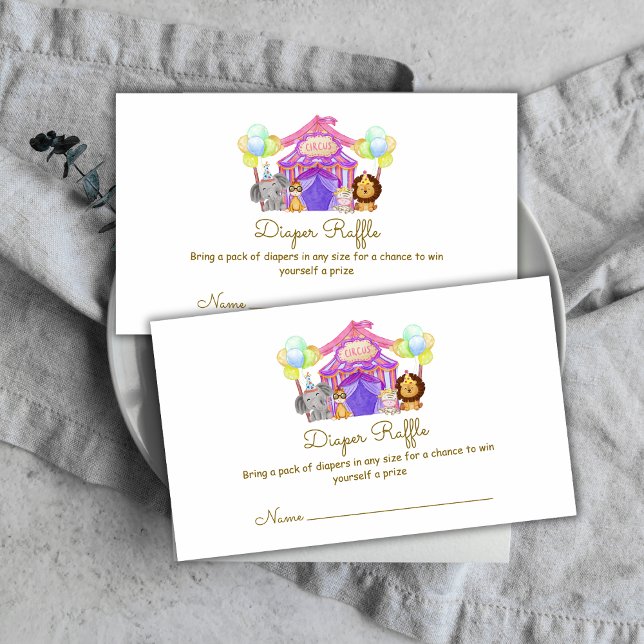 Tarjeta De Recepción Safari Circus Balloon Diaper Raffe Baby Shower (Safari Circus Balloon Diaper Raffe Baby Shower Enclosure Card)