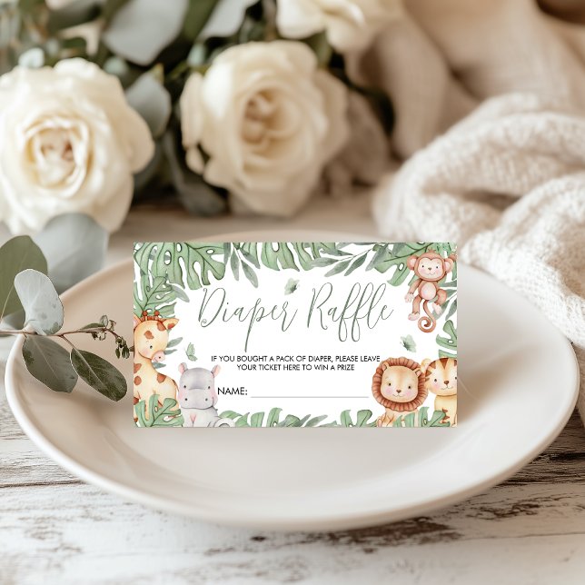 Tarjeta De Recepción Safari Diaper Raffle Card (Subido por el creador)
