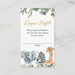 Tarjeta De Recepción Safari diaper raffle jungle zoo animales acuarela