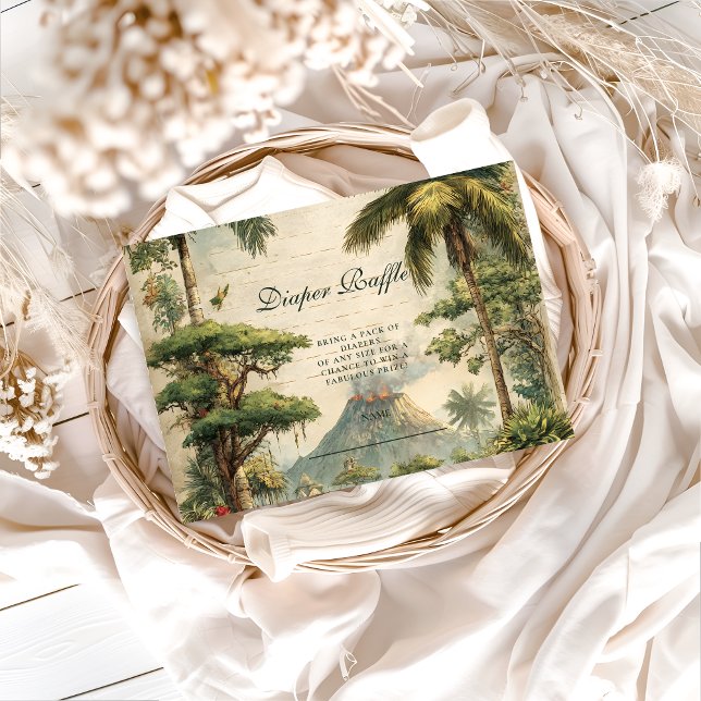 Tarjeta De Recepción Safari Dino Baby Shower Diapper Raffle (Subido por el creador)