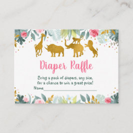 Tarjeta De Recepción Safari dorado rosado salvaje un bebé Diaper Raffle