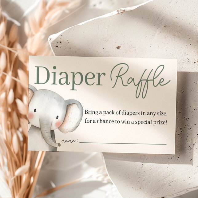 Tarjeta De Recepción Safari Elephant Baby Shower Diaper Raffle (Subido por el creador)
