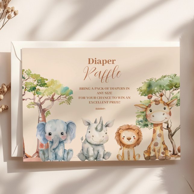 Tarjeta De Recepción Safari en la jungla tropical, animales, niño, cuen (Subido por el creador)