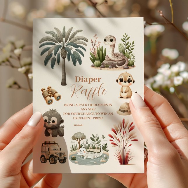 Tarjeta De Recepción Safari en la jungla tropical, animales, niño, cuen (Subido por el creador)