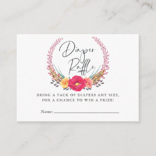 Tarjeta De Recepción Safari Floral Acuarela Baby Shower Rifa de Pañales