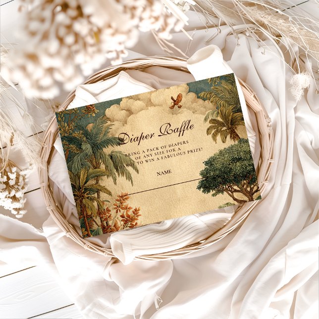 Tarjeta De Recepción Safari Foliage & Friends Baby Showe Diapper Raffle (Subido por el creador)
