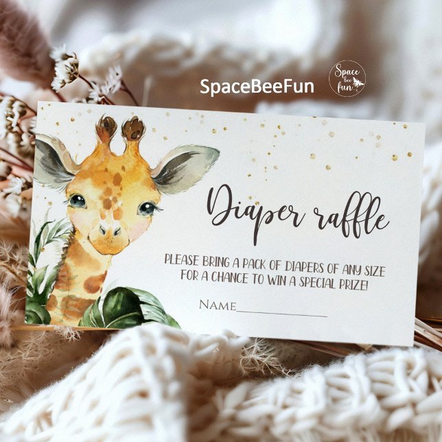 Tarjeta De Recepción Safari Giraffe Baby Shower (Safari Baby Shower, Giraffe Theme, Book for Baby, Diaper Raffle, Jungle Party, Adventure Awaits, Bab)