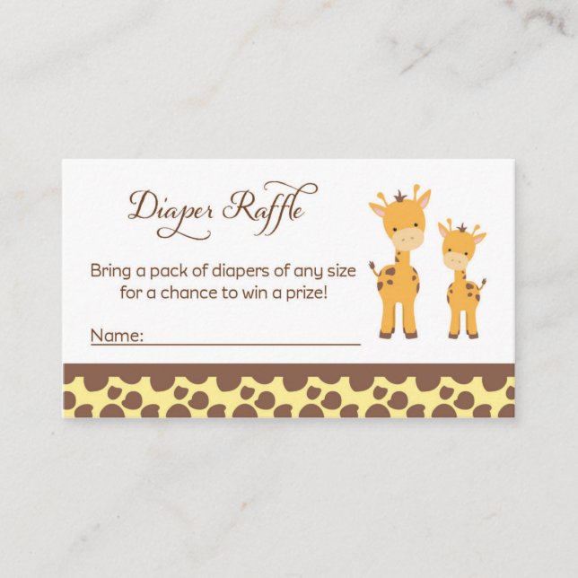 Tarjeta De Recepción Safari Giraffe Baby Shower Diaper Raffles Entradas (Anverso)