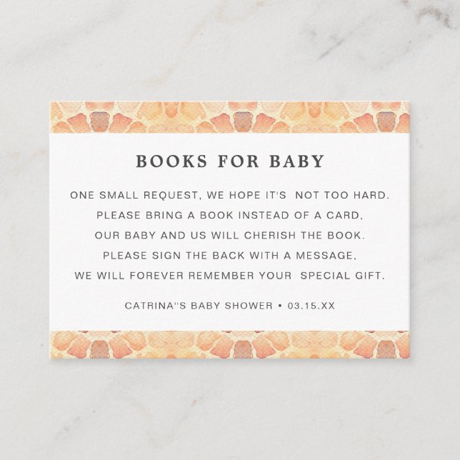 Tarjeta De Recepción Safari Giraffe Book Request Baby Shower (Anverso)