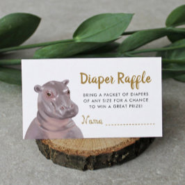 Tarjeta De Recepción Safari Hippo Diaper Raffle Baby Shower