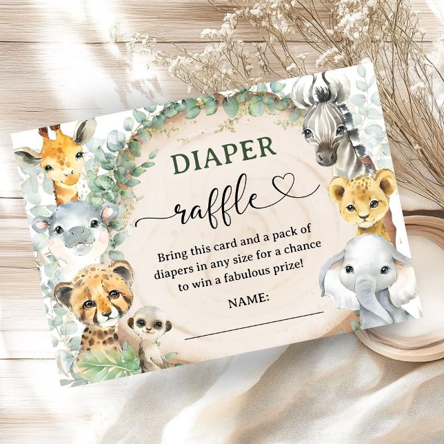 Tarjeta De Recepción Safari Jungle Animals Baby Shower Diaper Raffle (Subido por el creador)