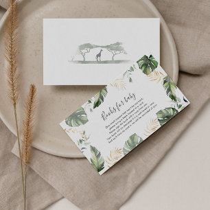 Tarjeta De Recepción Safari Palm deja pedidos de libros de Baby Shower