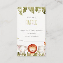 Safari tropical Animales Diaper Raffle Baby Shower