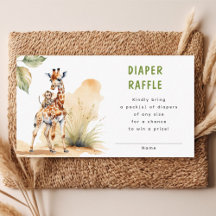 Safari Wild Baby Animal Diaper Raffle Baby Shower
