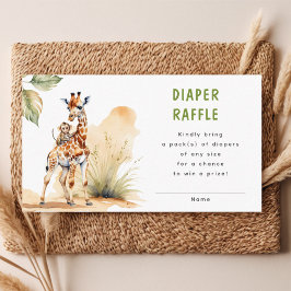 Tarjeta De Recepción Safari Wild Baby Animal Diaper Raffle Baby Shower