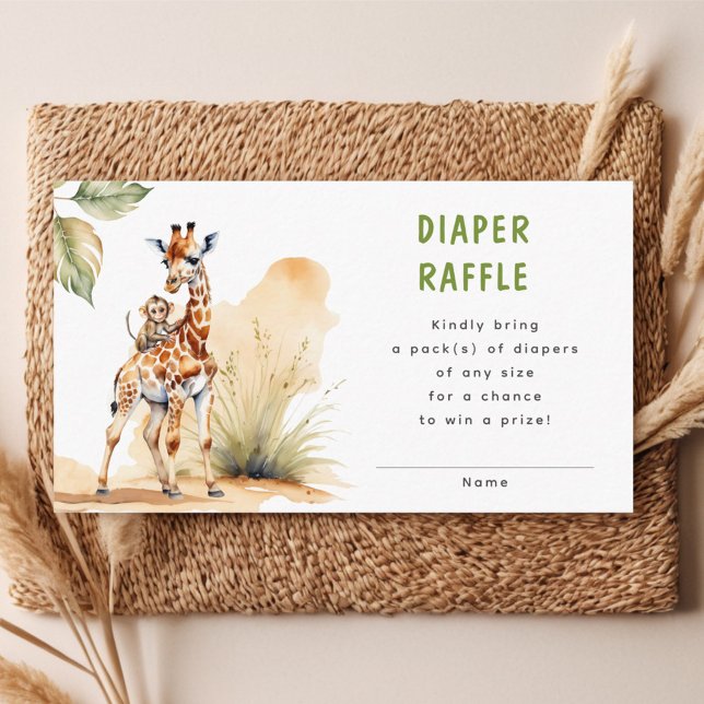 Tarjeta De Recepción Safari Wild Baby Animal Diaper Raffle Baby Shower (Subido por el creador)