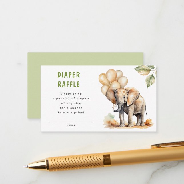 Tarjeta De Recepción Safari Wild Baby Animal Diaper Raffle Baby Shower (Anverso/Reverso In Situ)