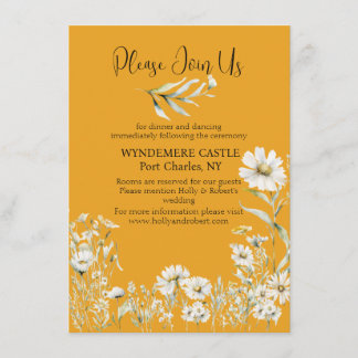 Tarjeta De Recepción Saffron Yellow, Daisy Floral Wedding QR Code