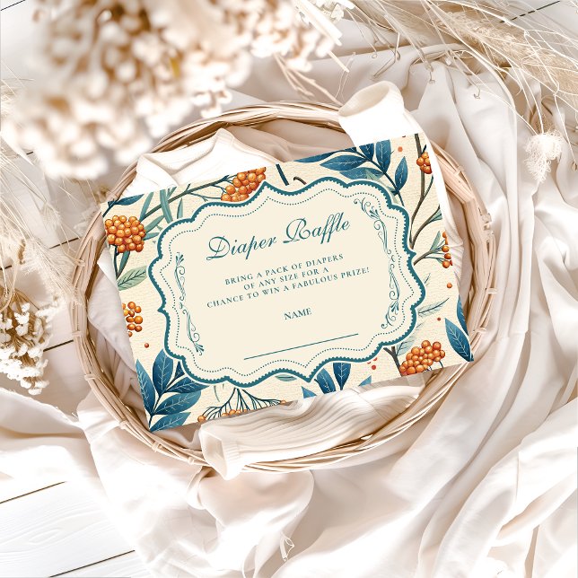 Tarjeta De Recepción Sage Berry Botanical Baby Shower Diapper Raffle (Subido por el creador)