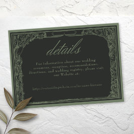 Tarjeta De Recepción Sage Black Vintage Botanical Trellis Arch Wedding