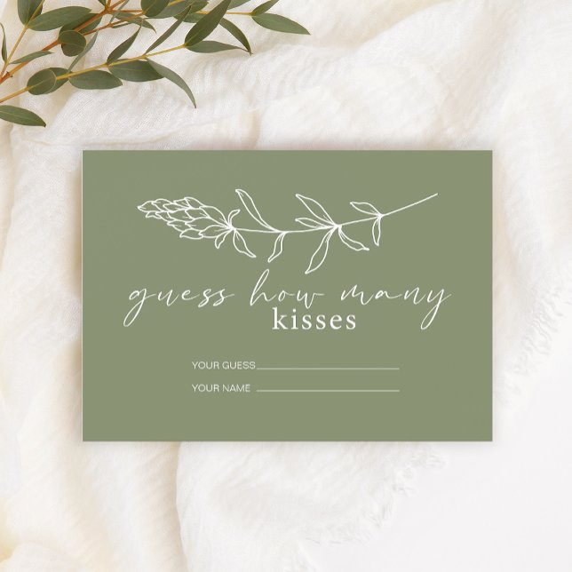 Tarjeta De Recepción Sage Boho florece sobre cuántos besos de juego de  (Subido por el creador)