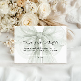 Tarjeta De Recepción Sage Bow Diaper Raffle Minimal Chic