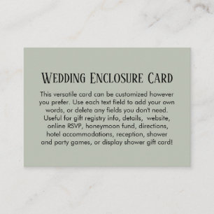 Tarjeta De Recepción Sage de matrimonio personalizado simple de bricola