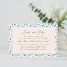 Sage Dusty Blue Floral Baby Shower Books para bebé
