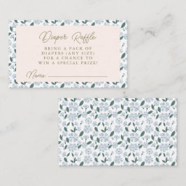 Tarjeta De Recepción Sage Dusty Blue Floral Baby Shower Diaper Raffle