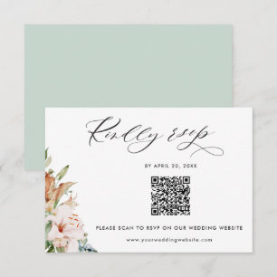 Tarjeta De Recepción Sage, Earthy Blooms QR Code Rsvp Boda en línea