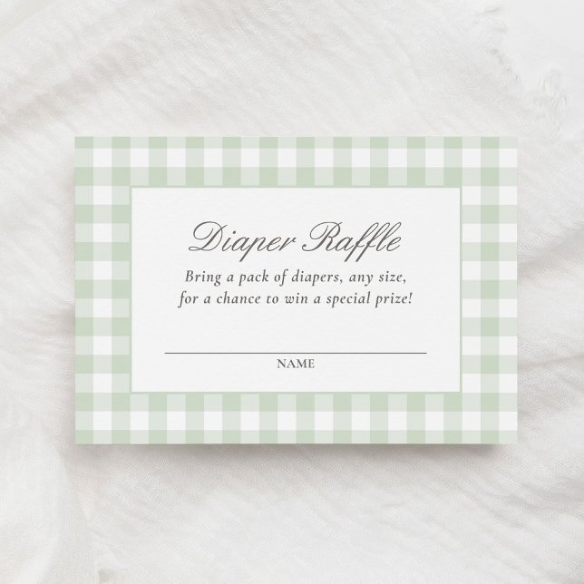 Tarjeta De Recepción Sage Gingham Baby Shower Diaper Raffle Ticket (Subido por el creador)